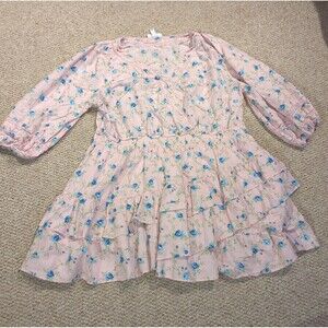LoveShackFancy x Target Esme Wrap Mini Dress 3X Pink Floral Cottagecore
